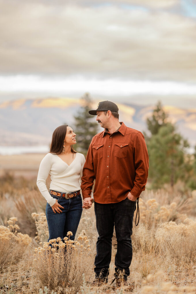 Sweet engagement photos in Washoe Valley, Nevada.