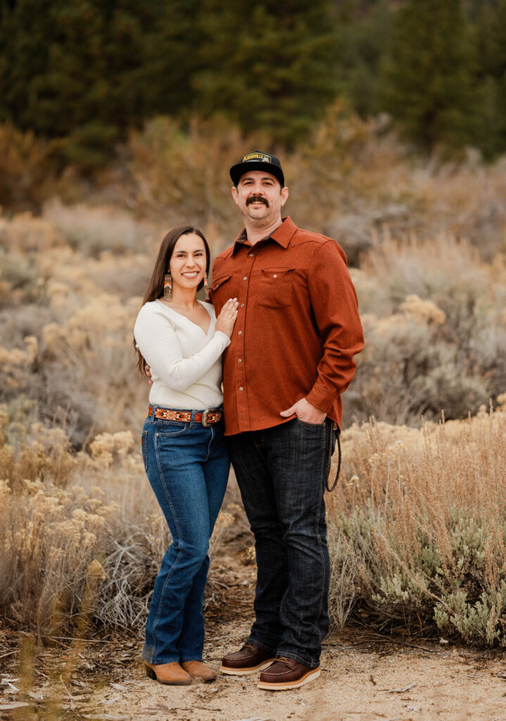 Engagement photos for a couple in Washoe Valley, Nevada.